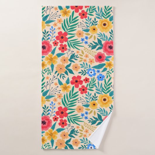 Vintager blumengeschmückter Hintergrund. Nahtloses Badehandtuch (Badehandtuch)