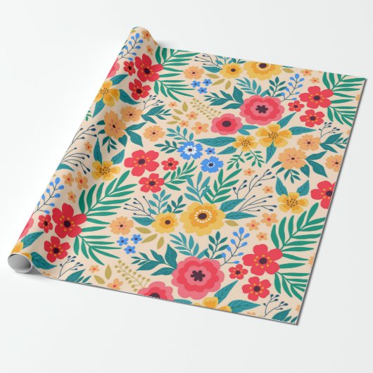 Vintager blumengeschmückter Hintergrund. Nahtloses Geschenkpapier (Ungerollt)