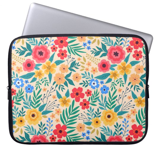 Vintager blumengeschmückter Hintergrund. Nahtloses Laptopschutzhülle (Vorderseite)