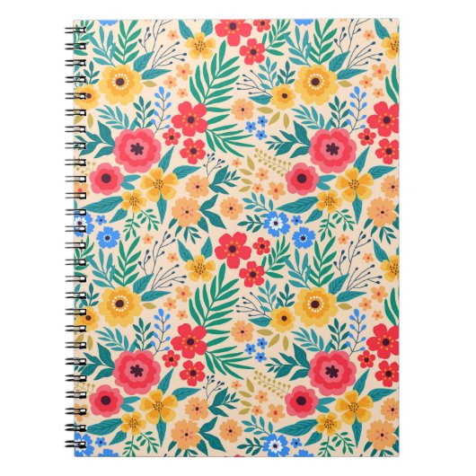 Vintager blumengeschmückter Hintergrund. Nahtloses Notizblock (Vorderseite)