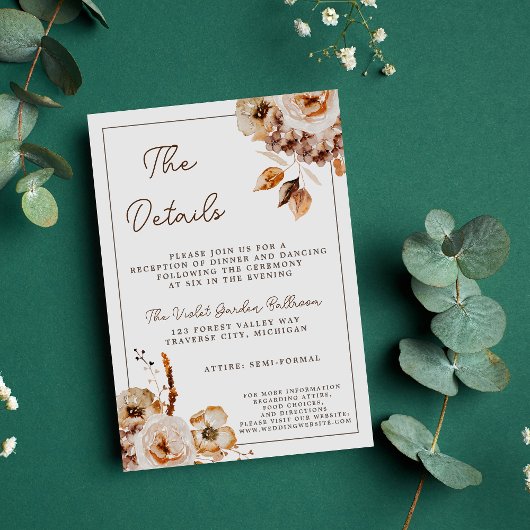 Vintager Blumenherbst Trockeneier-Blume Hochzeit Begleitkarte