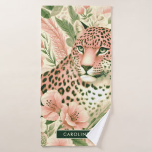 Vintager BlumenJungle Leopard Badehandtuch