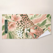 Vintager BlumenJungle Leopard Badehandtuch (Badehandtuch)