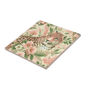 Vintager BlumenJungle Leopard Fliese (Seite)