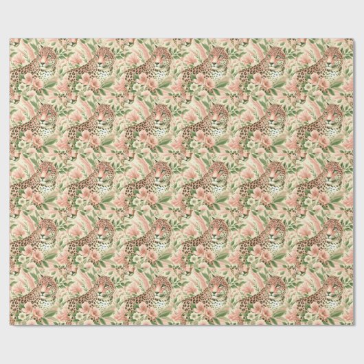Vintager BlumenJungle Leopard Geschenkpapier (Flach)