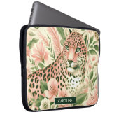 Vintager BlumenJungle Leopard Laptopschutzhülle (Vorne Rechts)
