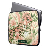 Vintager BlumenJungle Leopard Laptopschutzhülle (Vorderseite Links)