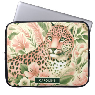 Vintager BlumenJungle Leopard Laptopschutzhülle