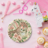 Vintager BlumenJungle Leopard Pappteller (Party)