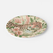 Vintager BlumenJungle Leopard Pappteller (Schrägansicht)