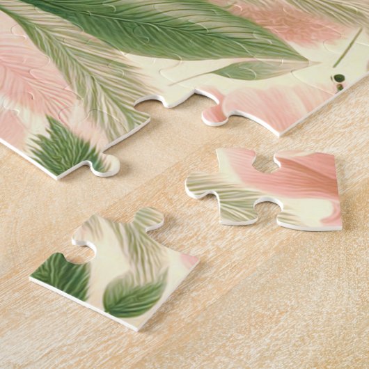 Vintager BlumenJungle Leopard Puzzle (Seite)