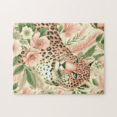 Vintager BlumenJungle Leopard Puzzle (Horizontal)
