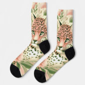 Vintager BlumenJungle Leopard Socken (Linkes Detail)