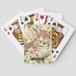 Vintager BlumenJungle Leopard Spielkarten