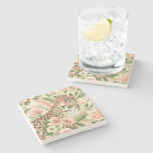 Vintager BlumenJungle Leopard Steinuntersetzer (Seitenansicht)