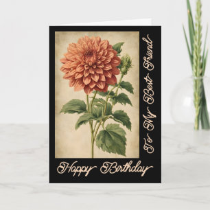 Vintager blumenklassischer Rosa Dahlia Black Birth Karte