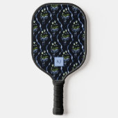 Vintager Blumenkochett Mit Monogramm Pickleball Schläger (Rückseite)