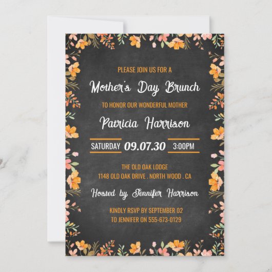 Vintager Blumenkohl-Brunch Muttertag Einladung (Vorderseite)