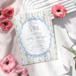 Vintager Blumenkohl Es ist eine Girl Baby Dusche Einladung