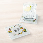 Vintager Blumenkranz Glasuntersetzer (Schrägansicht)