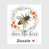 Vintager Blumenkranz Rettete die Bienen Aufkleber (Blatt)