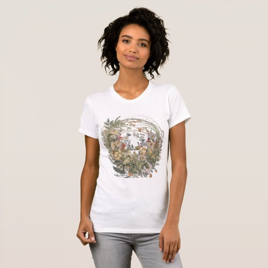 Vintager Blumenkranz T - Shirt - Elegant Botanisch (Vorne ganz)