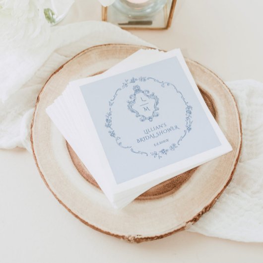 Vintager Blumenkranz Toile Etwas Blaues Wappen Serviette