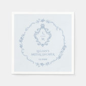 Vintager Blumenkranz Toile Etwas Blaues Wappen Serviette (Vorderseite)