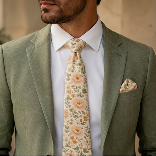 Vintager Blumenkronenpfirsich und Grüne Krawatte