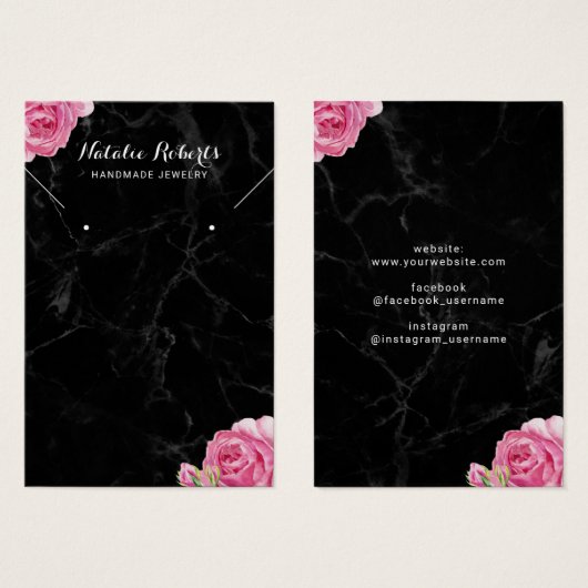 Vintager Blumenmarmorschmuck Ohrring Display (Vorne & Hinten)