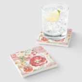 Vintager BlumenmarmorsteinUntersetzer Steinuntersetzer (Seitenansicht)