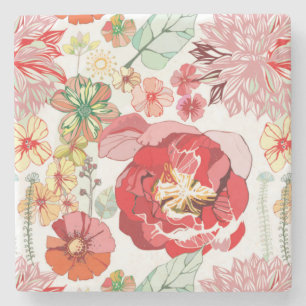 Vintager BlumenmarmorsteinUntersetzer Steinuntersetzer