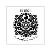 Vintager Blumenmoon & Sun Ex libris Permastempel (Design)