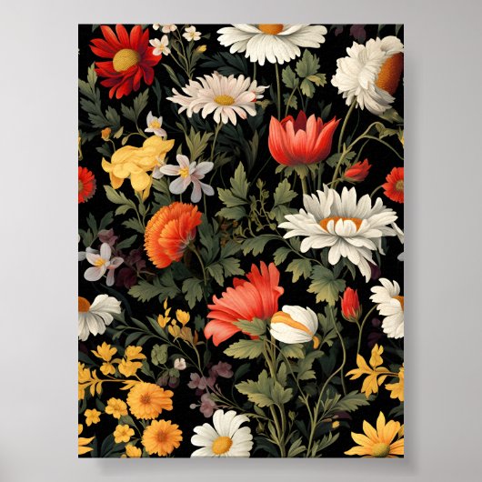 Vintager Blumenmuster-Sublimationstext Poster (Vorne)