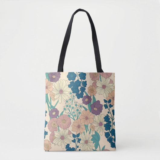 "Vintager Blumenmuster-Totbeutel" Tasche (Vorderseite)