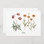 Vintager BlumenOktober Geburtsmonat Mit Monogramm Mitteilungskarte (Vorne/Hinten)