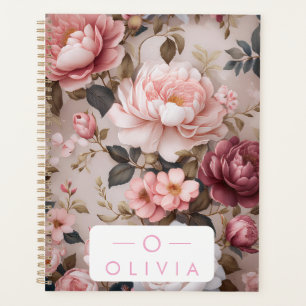 Vintager Blumenplaner mit Name und Monogramm Planer
