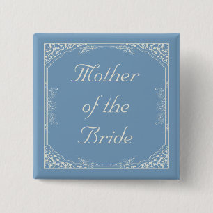 Vintager Blumenrahmen auf blauer Mutter der Braut Button