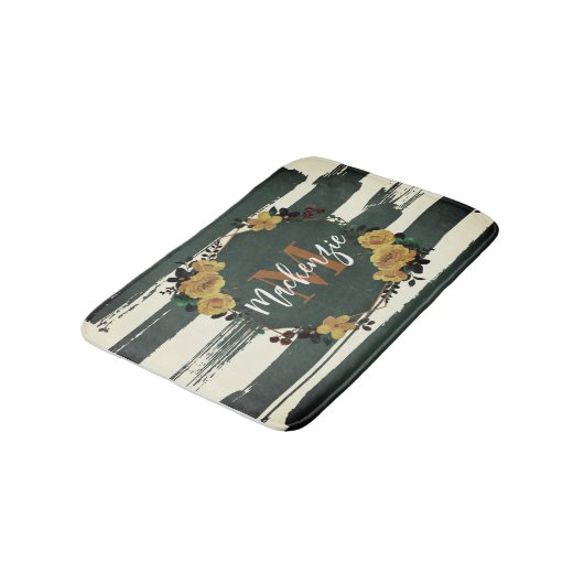 Vintager Blumenrahmen Badematte (Schrägansicht)