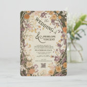 Vintager Blumenrahmen Einladung (Stehend Vorderseite)