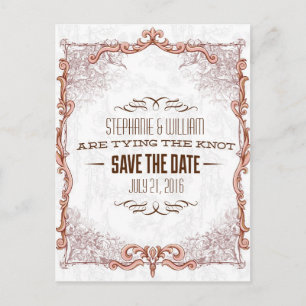 Vintager Blumenrahmen Save the Date Ankündigungspostkarte