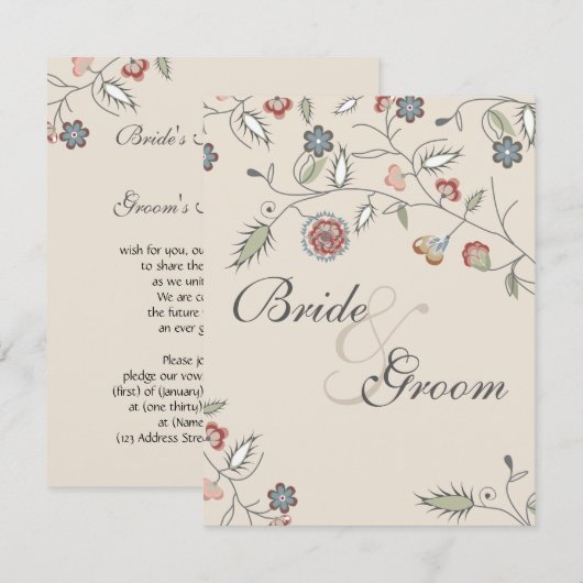 Vintager Blumenrand Einladung (Vorne/Hinten)