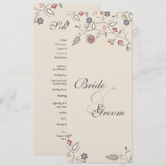 Vintager Blumenrand-Zeitplan Einladung (Vorne/Hinten)