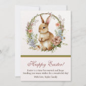 Vintager Blumenreath Bunny Happy Oaster Feiertagskarte (Vorderseite)