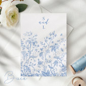 Vintager Blumenreath Dusty Blue Wedding Gold Folieneinladung