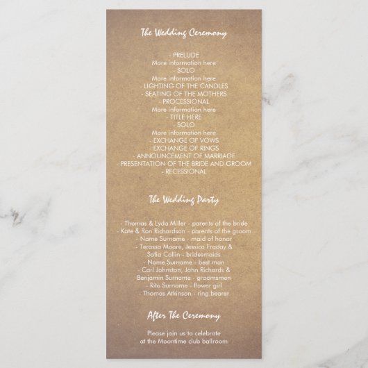 Vintager Blumenreath Elegante Hochzeitsprogramme Programm (Rückseite)