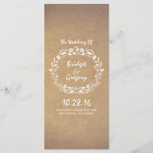 Vintager Blumenreath Elegante Hochzeitsprogramme Programm (Vorderseite)