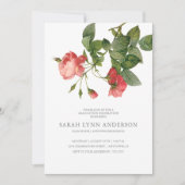 Vintager Blumenrosa Abschluss Einladung (Vorderseite)