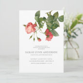 Vintager Blumenrosa Abschluss Einladung (Stehend Vorderseite)