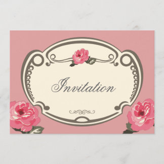 Vintager Blumenrosa Mehrzweckeinladungskarte Einladung